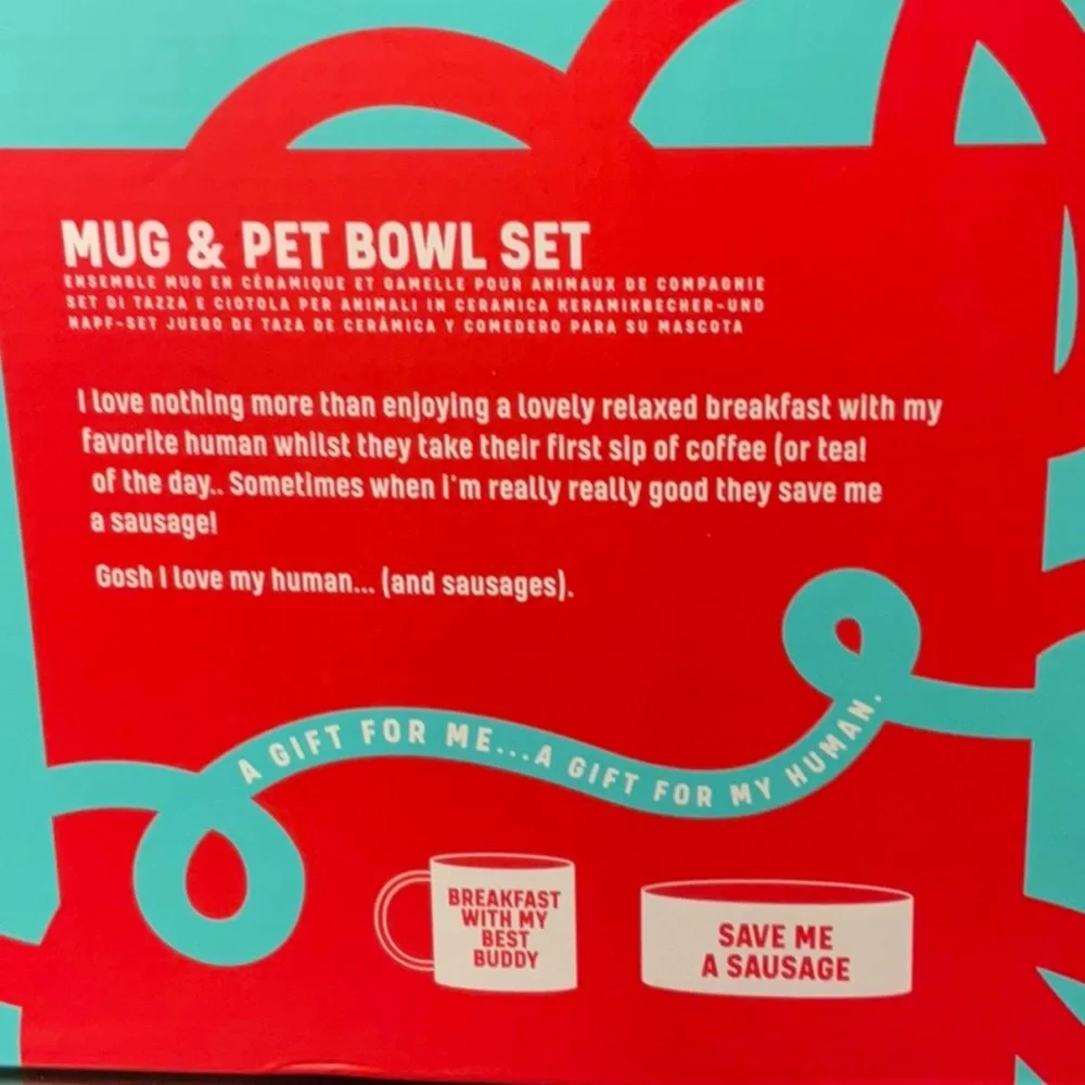 Wild + Woofy pet bowl & mug set in gift box-“BREAKFAST WITH MY BEST BUDDY”